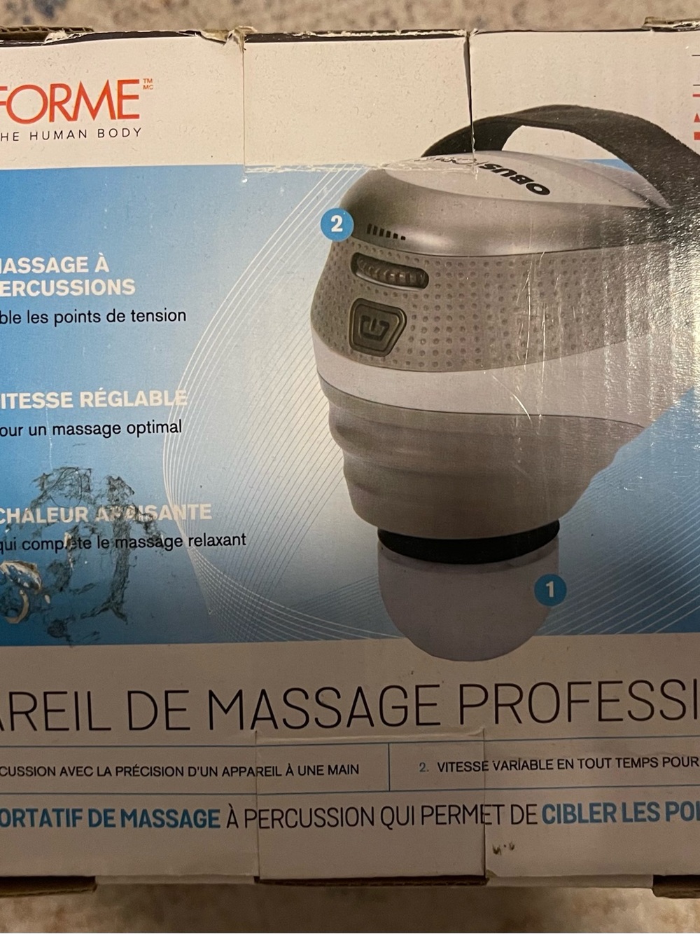 Handheld Percussion Massager - White and Gray